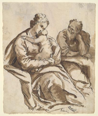 Agostino Carracci, The Holy Family (recto); Study of a Leg (verso), 18th century