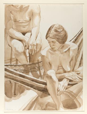 Philip Pearlstein, [Untitled] Two Female Models on a Hammock and Stool, 1974