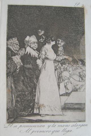Francisco Goya, El si pronuncian y la mano alargan al primero que llega. (They Say Yes and Give Their hand to the First Comer.), pl. 2 from the series Los caprichos, 1797–98 (edition of 1881–86)