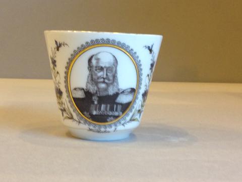 Unknown , German, 19th century, William I, King of Prussia cup and saucer, ca. 1880