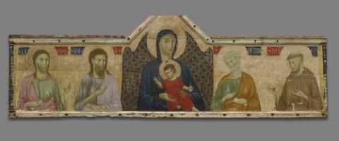 Lippo di Benivieni, Virgin and Child with Saints James, John the Baptist, Peter, and Francis, ca. 1290–1300