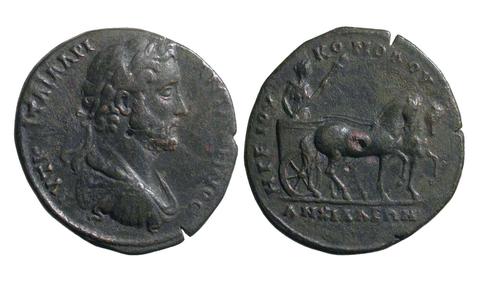 Antoninus Pius, Emperor of Rome, Coin of Antoninus Pius, Emperor of Rome from Anchialus, 154–55