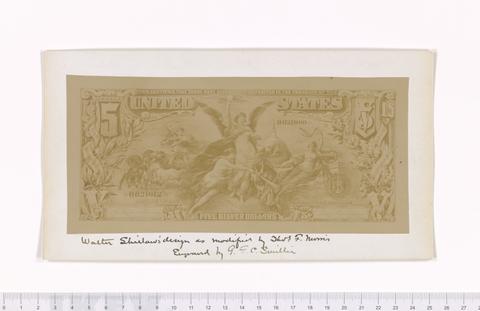 5 Dollar Silver Certificate Design Production Photograph, 1891?