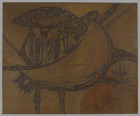 Gabor F. Peterdi, Copper plate for The Purple Claw, 1952