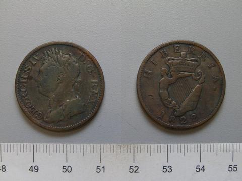 George IV, King of Great Britain, Halfpenny from London with George IV, King of Great Britain, 1822