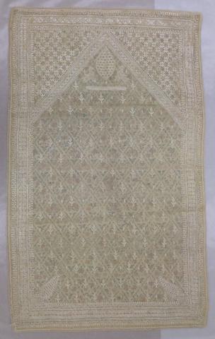Unknown, Small prayer panel of embroidered plain cloth, early 20th century