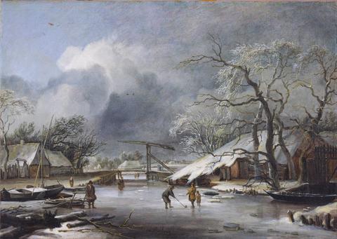 Meindert Hobbema, A Winter Scene, ca. 1660