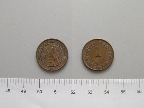 William III, King of the Netherlands, 1 Cent of William III, King of the Netherlands from Utrecht, 1884