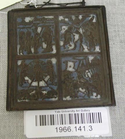 Unknown, Blue and white enamel plaque with four Biblical scenes, n.d.
