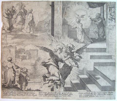 Pieter de Jode I, Plate 1, from the series Life and Miracles of Saint Catherine of Siena, 1597