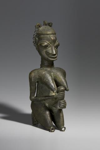 Kneeling Female Figure (Onile) Holding a Bell, 18th–19th century