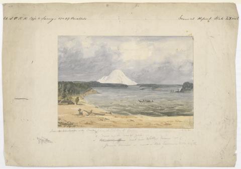 John Mix Stanley, Puget Sound & Mt. Rainier from Whitby's Island, 1854