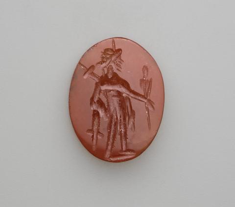 Carved Intaglio Gemstone with standing figure of Mercury, 1st–2nd century A.D.