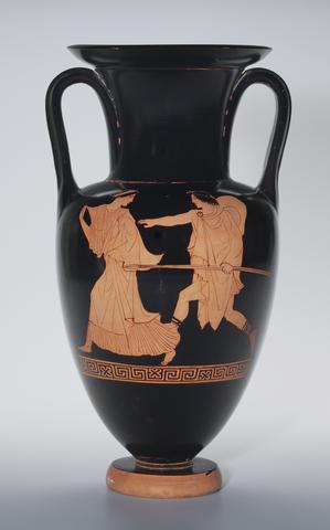 Phiale Painter, Red-figure Amphora; A: Man Pursuing Woman; B: Woman, ca. 440–435 B.C.