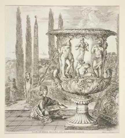 Stefano Della Bella, The Medici Vase, plate one from The Six Large Views of Rome and the Campagna, 1656
