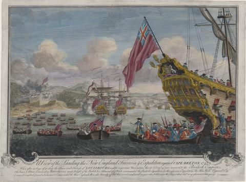 John Brooks, A View of the Landing of the New England Forces in ye Expedition against Cape Breton, 1745, 1745