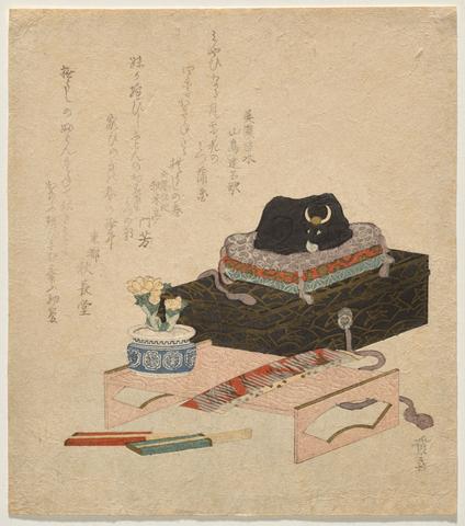 Keisai Eisen, Still‑Life with a Ceramic Stroking‑Ox (Nade‑ushi), 1829 (Year of the Ox)