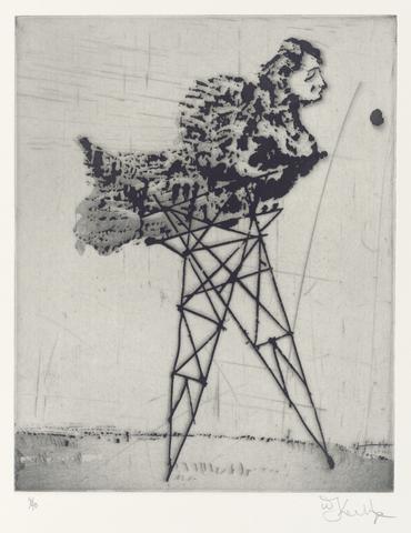 William Kentridge, Zeno at 4am (pylon) 2001, from suite of 9 etchings, 2001