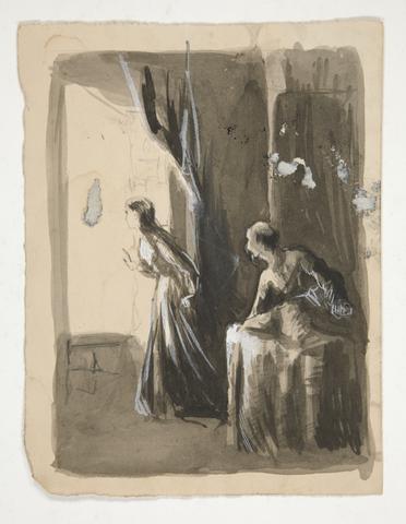 Edwin Austin Abbey, Two women in an interior - unidentified illustration, n.d.
